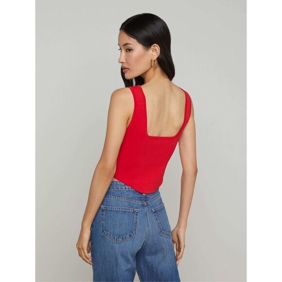 L'agence Women's Scarlet Red Gold Saga Knit Sleeveless Corset Top Size XL NWOT - Picture 3 of 16